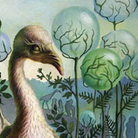 Strange Flightless Birds Wandered the Hills - oil on canvas 50cm x 40cm
